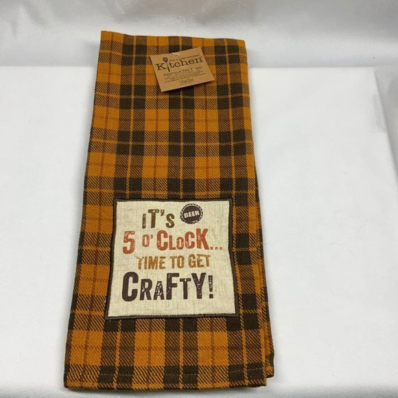NWT! Beer themed‎ Tea Kitchen Hand Towel 5 o clock time to get crafty brown - Picture 6 of 9